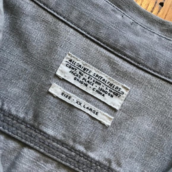 AllSaints Spital Fields Men's Light Grey 3/4 Sleeve Button Down Shirt. - Picture 4 of 4